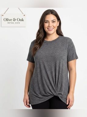 Olive & Oak Super Soft Twist Front High/Low Top Large
